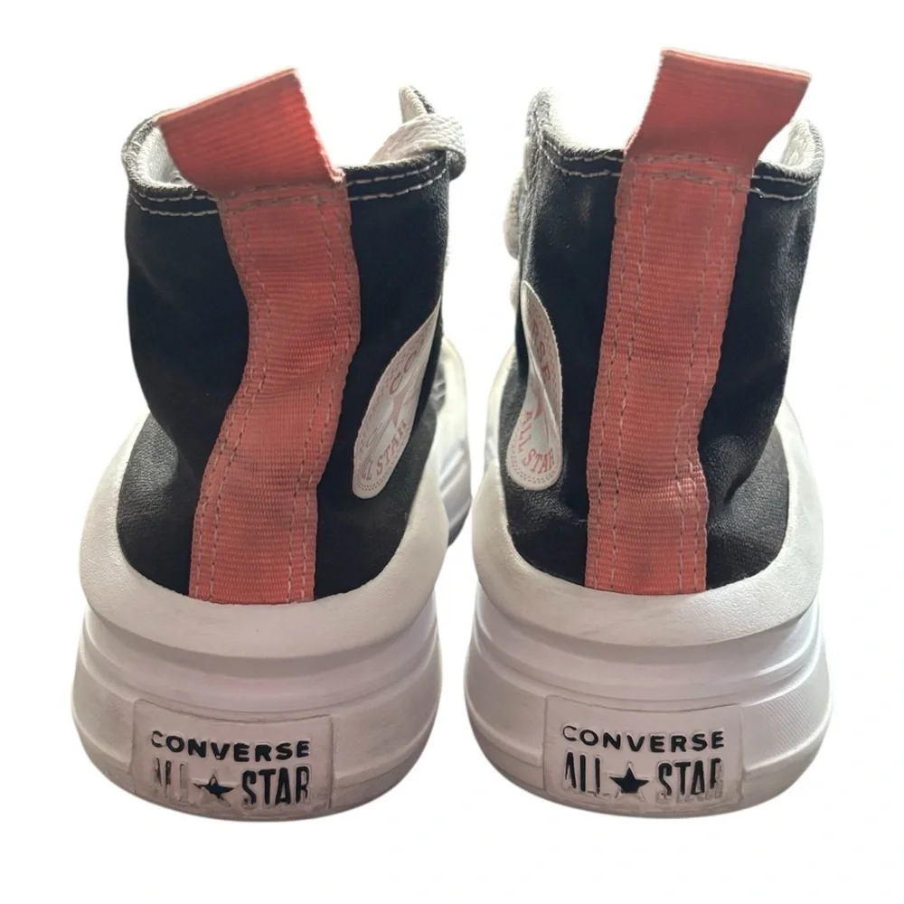 Converse Girls Black and Coral platform High-Tops Sneakers Size 11